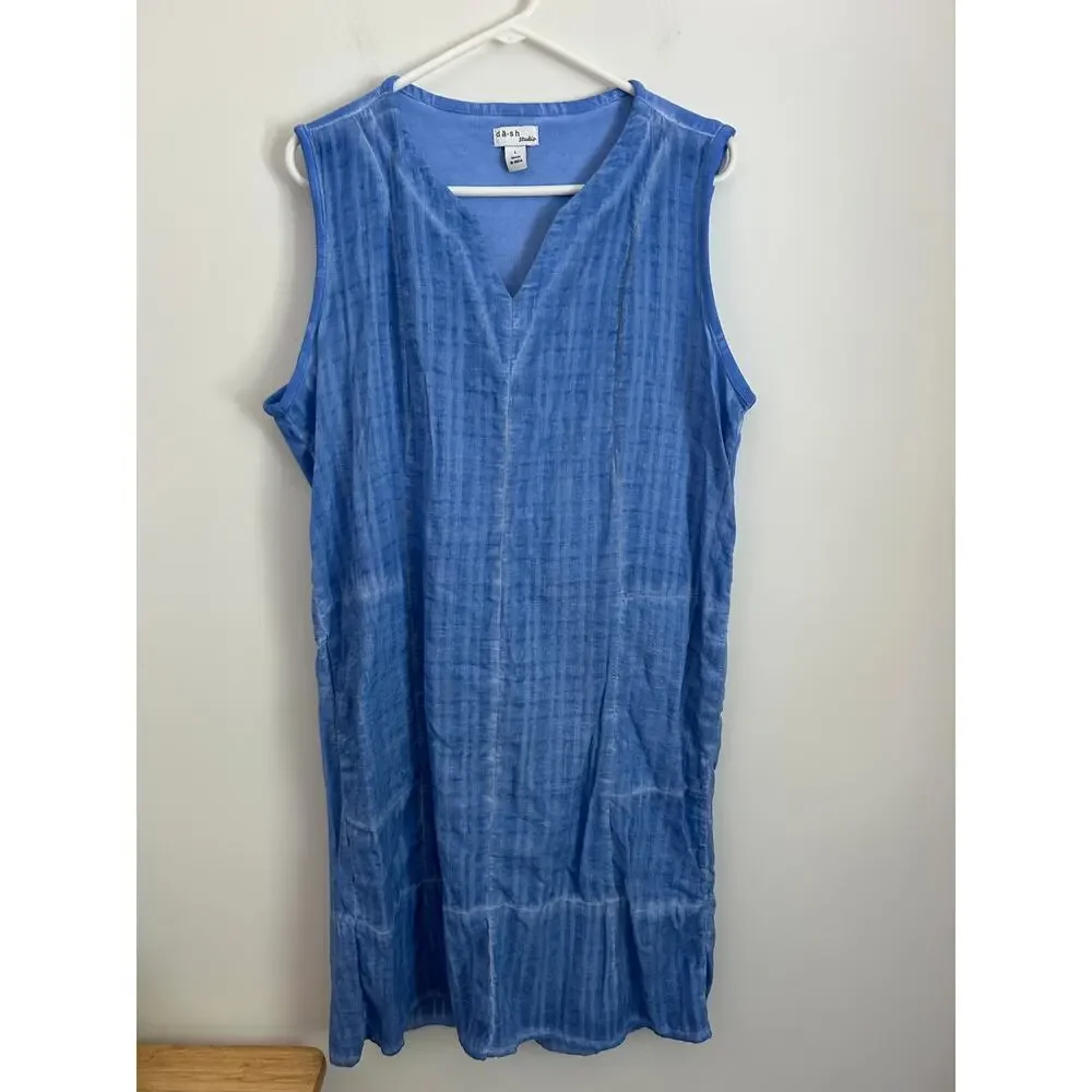Dash Studio Blue Sleeveless V‑Neck Dress Women’s Large – Casual Summer Style - Picture 2 of 8
